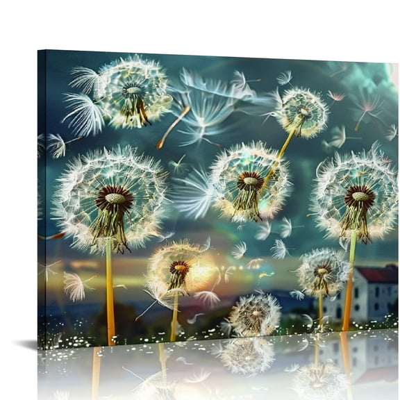 Yiluyinqing Dandelions Wind Building Art Modern Canvas Prints Print On Canvas Wall Decor For Bedroom Kitchen Pictures Ready To Hang Home Art Decor 16x12in