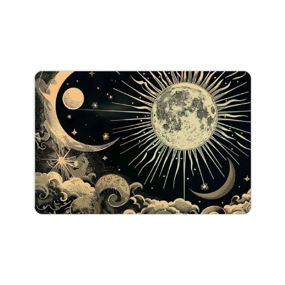 Yiluyinqing Diatom Mud Mats Non-Slip Sun Moon Stars Home Theme Quick Drying Absorbent Rubber Backing Technology Easy Storage Super Water Absorption 24x16in