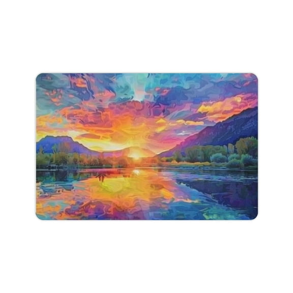 Yiluyinqing Diatom Mud Mats Non-Slip Sunset River Mountains Home Theme 24x16in