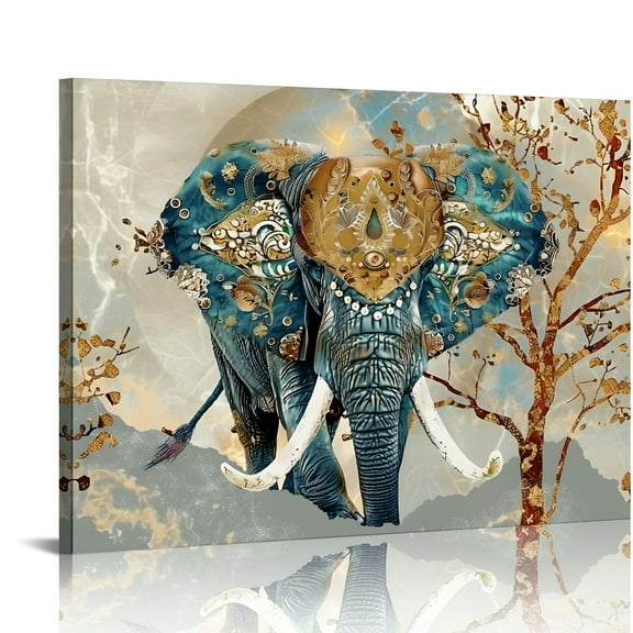 Yiluyinqing Elephant Tusk Tree Theme Canvas Print Wall Decor for Bedroom and Home Art Decor, Ready to Hang Contemporary Wall Picture Set 20x16in