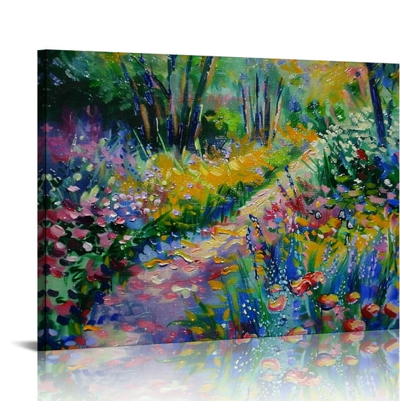 Yiluyinqing Flowers Trees Path Canvas Wall Art for Home Decor, Ready to Hang Room and Office Wall Pictures, Modern Kitchen and Bathroom Wall Decor 20x16in