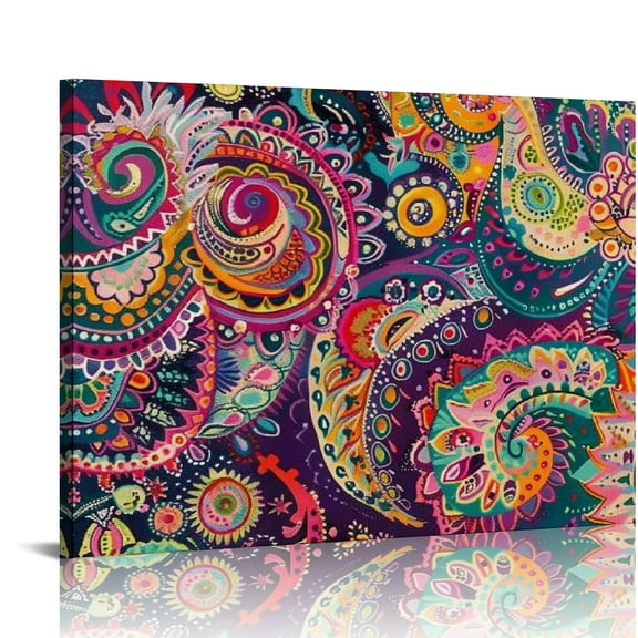 Yiluyinqing Paisley Pattern Wall Decor for Bathroom and Bedroom, Fashion Kitchen Wall Art Ready to Hang - Home Room Art Decor 16x12in