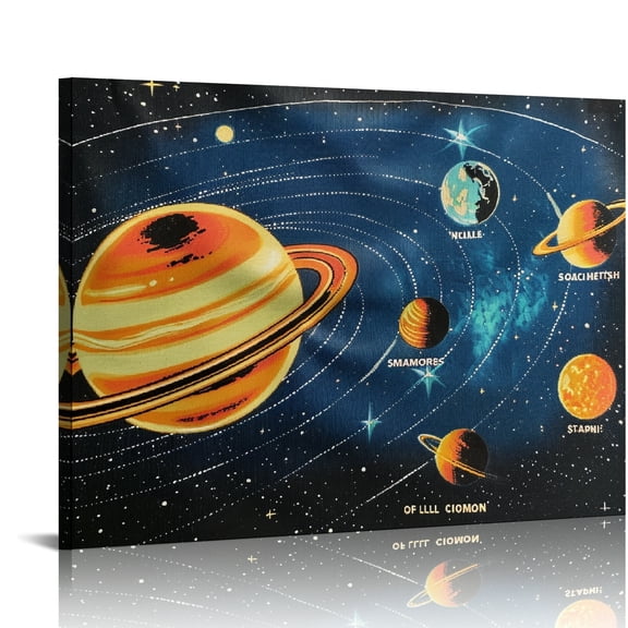 Yiluyinqing Planets Space Art Modern Canvas Prints for Wall Decor, Ready to Hang Home Art Decor, Perfect Gift for Various Occasions 16x12in