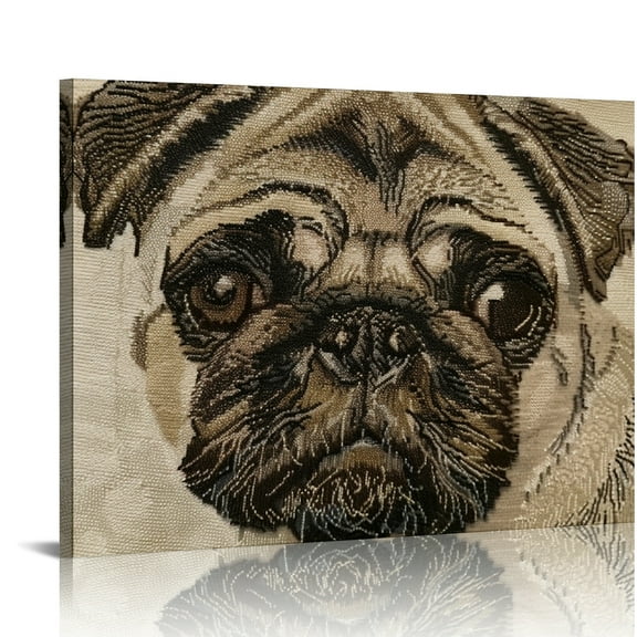 Yiluyinqing Pug Dog Wall Decor for Bedroom & Kitchen Canvas Wall Art Ready To Hang Home Room Art Decor Bathroom Pictures 16x12in