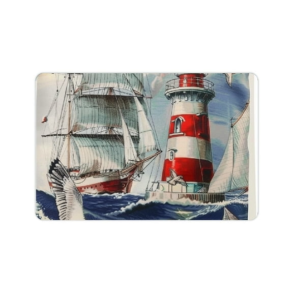 Yiluyinqing Ship Seagull Lighthouse Diatom Mud Bath Mat Home Decor 24x16in
