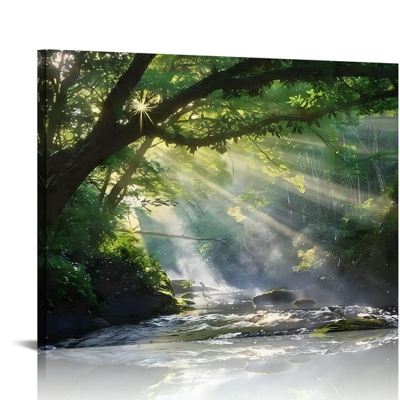 Yiluyinqing Sun Beams Wall Decor Print on Canvas for Home Art Decor, Ready to Hang Room Decoration 16x12in