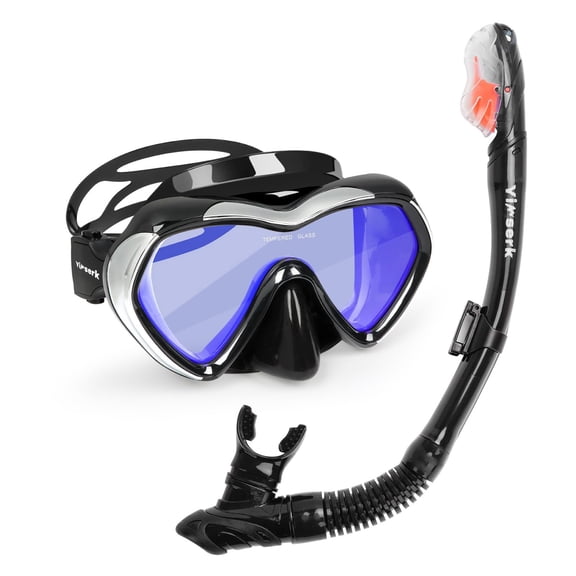 Yimserk Kids Swim Goggles with Nose Cover, Anti-Fog Tempered Glass Diving Mask for Kids 6-14, Leak-Proof Silicone Skirt, Adjustable Strap, Swimming Goggles for Boys and Girls