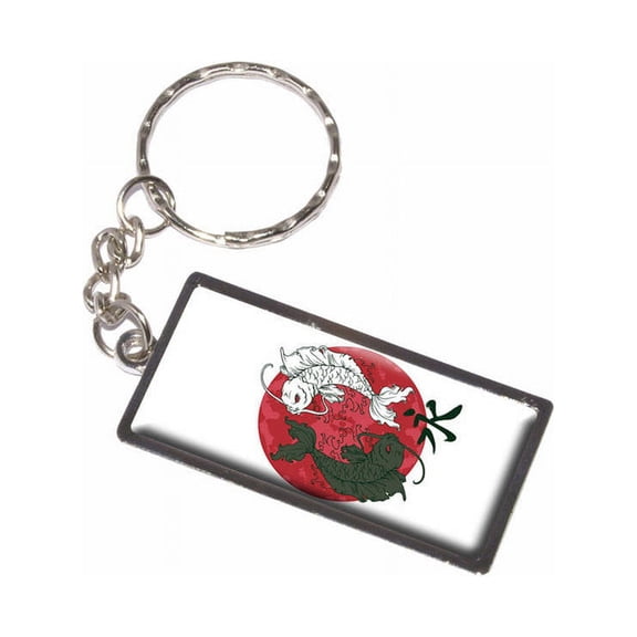 Yin And Yang Red Moon Japanese Asian Koi Carp Fish Keychain Key Chain Ring