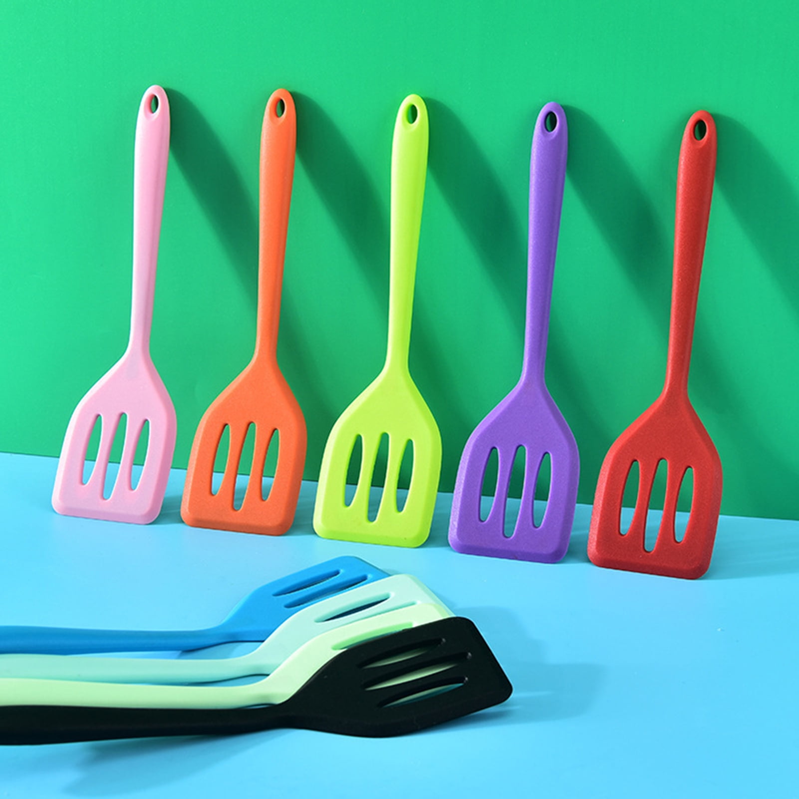 Yin Non-stick High Temperature Resistance Slotted Silicone Turners Cooking  Spatula