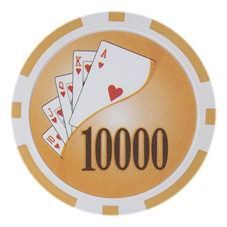 Yin Yang 14g Poker Chips, $10,000 Clay Heavy Weight Clay Composite, 50-pack