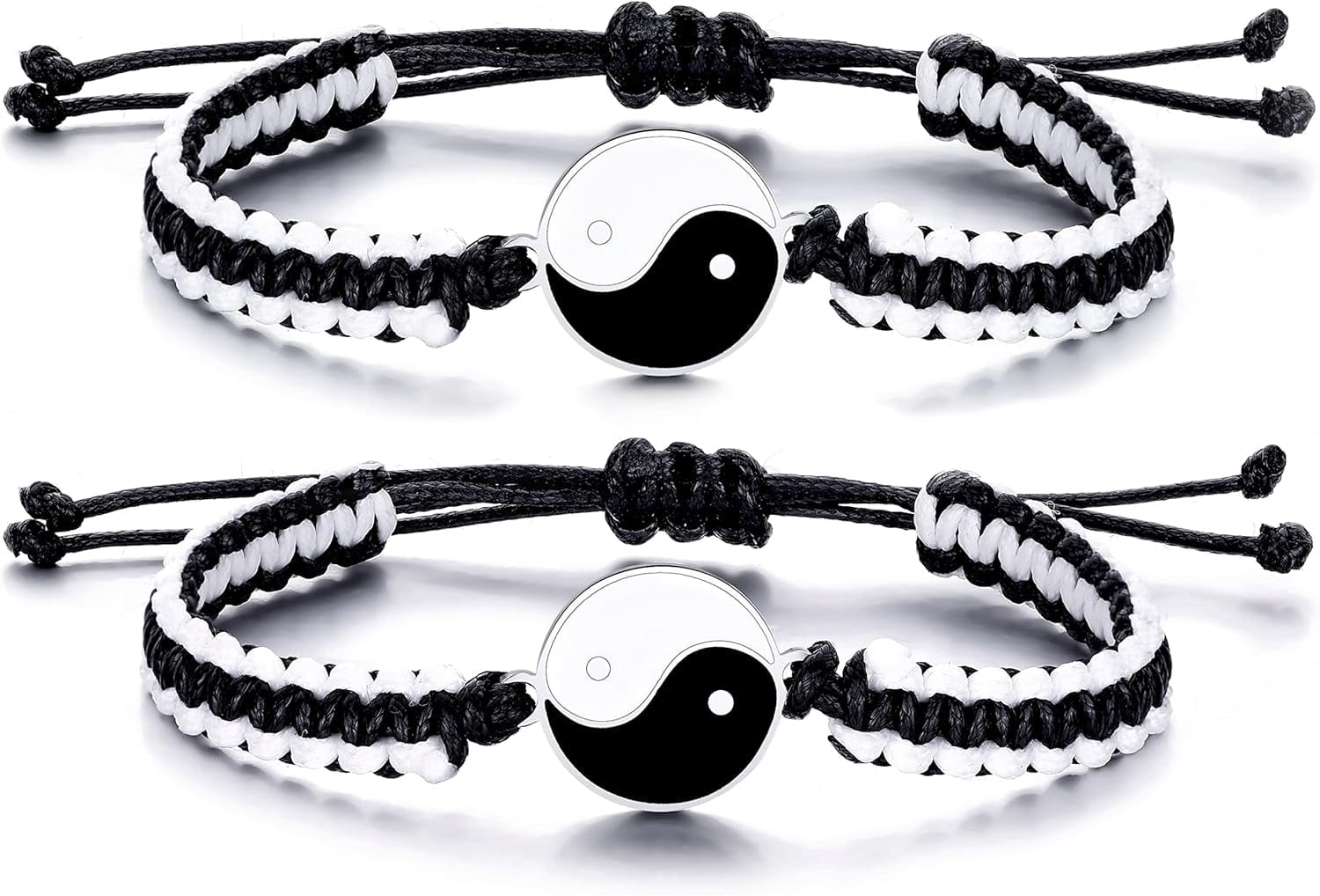 Yin Yang Bracelets for Men and Women Adjustable Bracelet Cord BFF Bracelets