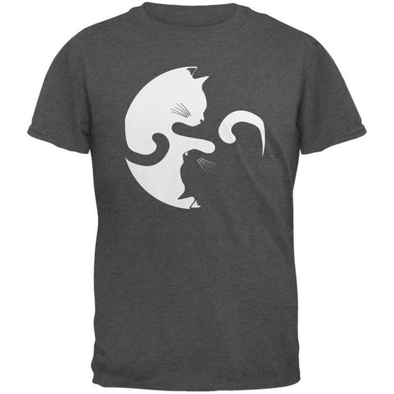Yin Yang Cat Dark Heather Adult T-Shirt - Medium