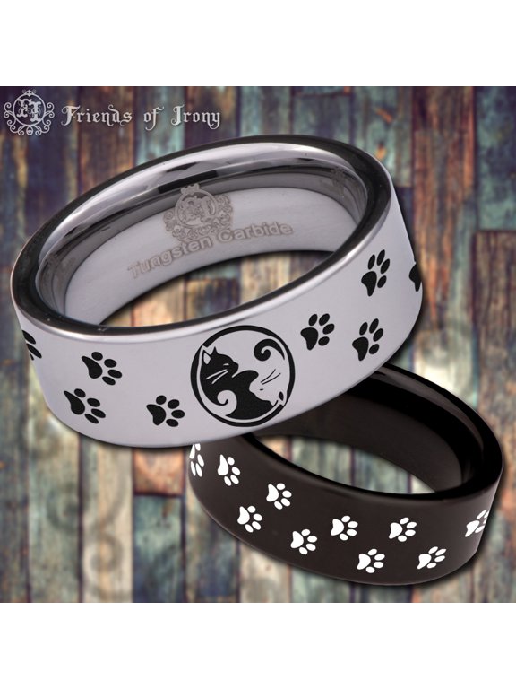 Yin Yang Cat Lover Tungsten Carbide Ring