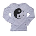 thumbnail image 1 of Yin & Yang - Chinese Philosophy Symbol for Natural Harmony Women's Long Sleeve Grey T-Shirt, 1 of 2