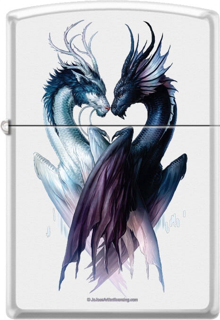 Yin Yang Dragons by JoJoe White Matte Zippo Lighter