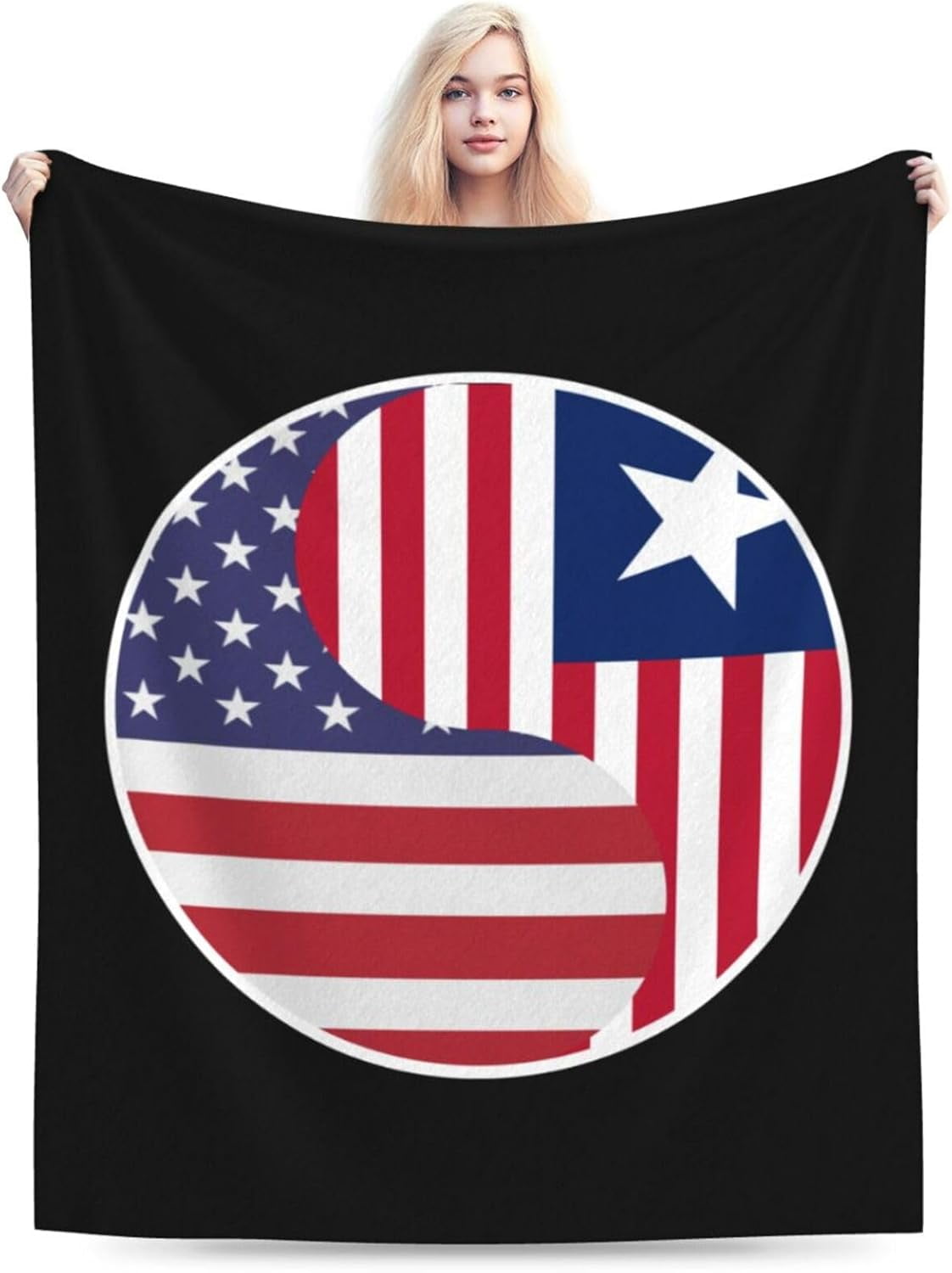 Yin Yang Flag Combination of America and Naval Ensign of Texas Throw