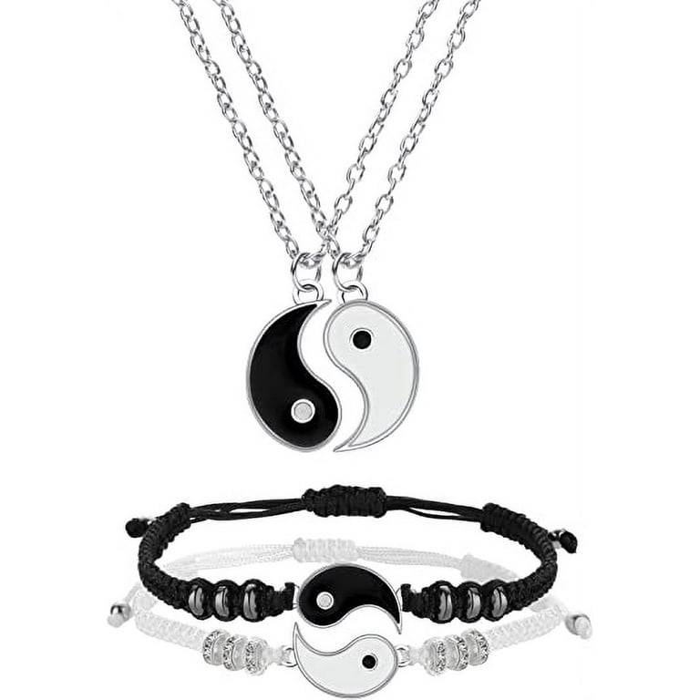 Yin Yang Friend or Couple Bracelet with Necklace Set, Pieces