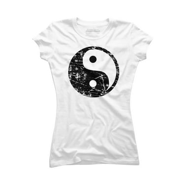 Yin Yang Grunge - Black Juniors White Graphic Tee - Design By Humans  S
