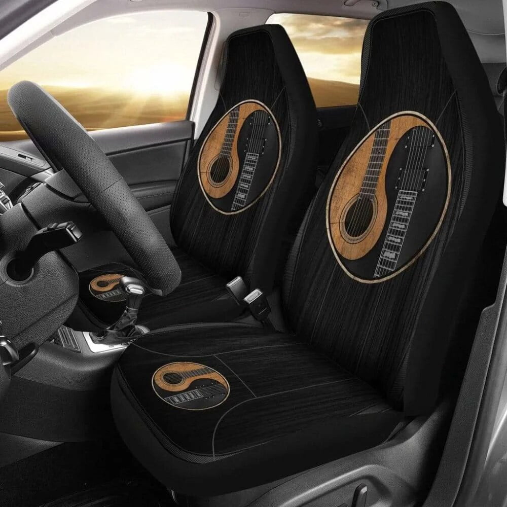 Yin Yang Guitar Car Seat Cover Pack of 2 Universal Front Seat