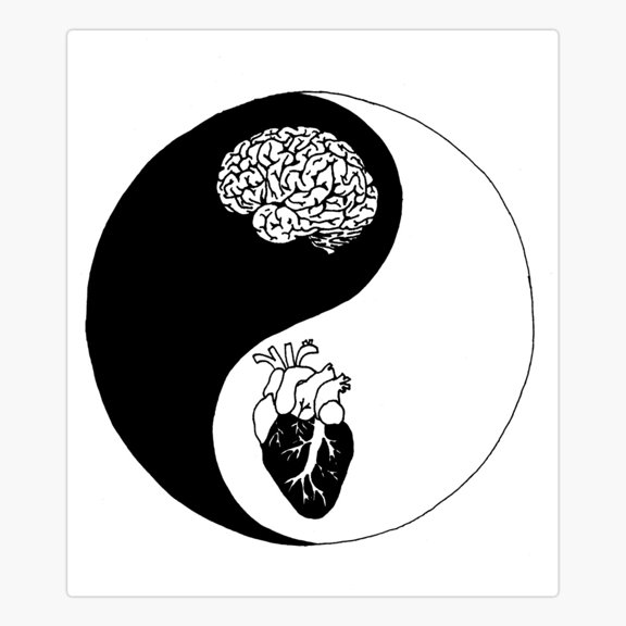 Yin Yang Heart And Mind Sticker