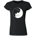 thumbnail image 1 of Yin Yang Kittens Printed Women's T-shirt Sweet Cats Black Tee Small, 1 of 2