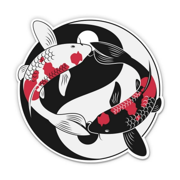 Yin Yang Koi Fish - 3" Vinyl Sticker - For Car Laptop Water Bottle Phone - Waterproof Decal
