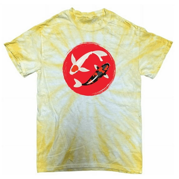 Yin Yang Koi Fish T-Shirt Black White Fish Tie Dye Tee