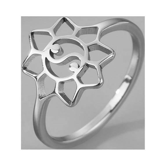 Yin Yang Lotus Stainless Steel Ring Mandala Spirit Taoist Zen Balance Yoga Jewelry