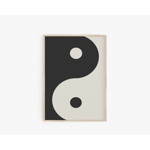 Yin Yang Monochromatic Retro Vsco Minimalist Indie Poster, Eye Catching Modern Design Theme For Living Room And Gallery Wall Decor