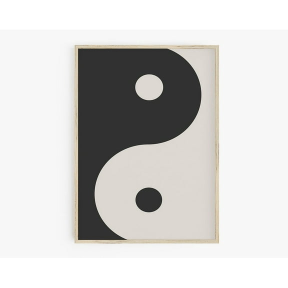 Yin Yang Monochromatic Wall Art, Retro Vsco Room Decor, Minimalist Poster, Indie Aesthetic Decor, Y2K Poster, Yin Yang Poster, 70S Art Print Wall Art, Modern Wall Decor, 12x18 UNFRAMED