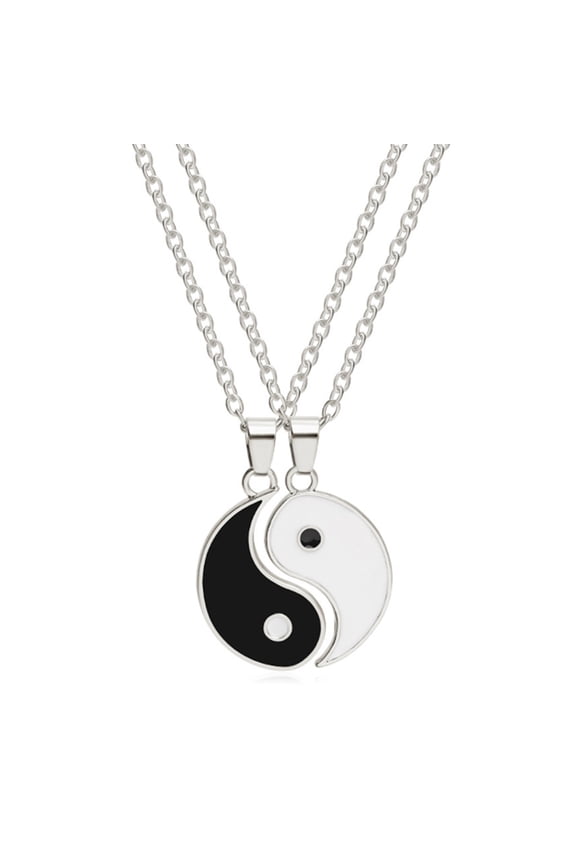 Yin Yang Necklace Matching Tai for Chi Pendant Necklace Friendship Couple Neck Chain Clavicle Chain for Best Friends 2PC