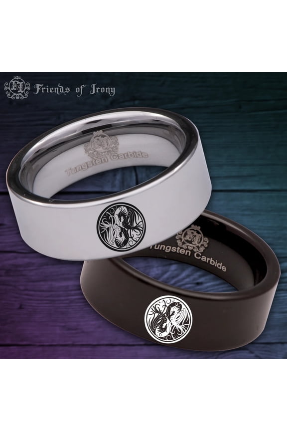 Yin Yang Phoenix Tungsten Carbide Ring