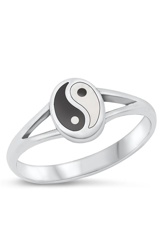 Yin & Yang Promise Ring .925 Sterling Silver Peace Band Jewelry Female Male Unisex Size 7
