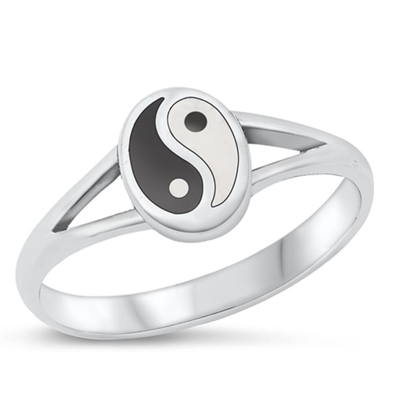Yin & Yang Promise Ring .925 Sterling Silver Peace Band Jewelry Female Male Unisex Size 9