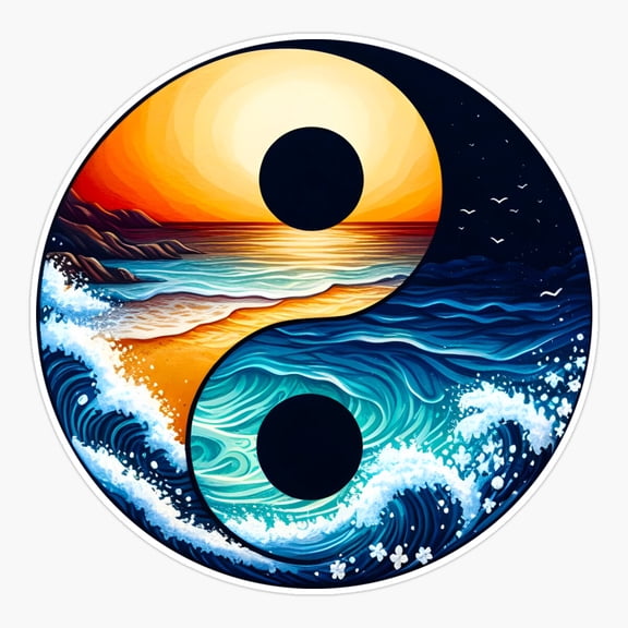 Yin Yang Sea Design Sticker