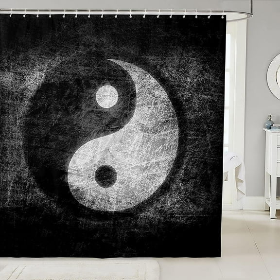 Yin Yang Shower Curtain for Bathroom Boho Trippy Psychedelic Art Bathroom Shower Curtain Set Decorative Gossip Pattern Bath Curtain Traditional Ying Yang Theme Waterproof Bathroom Curtains 72x72 Inch