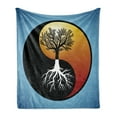 thumbnail image 1 of Yin Yang Soft Flannel Fleece Throw Blanket, Contrast Tree of Life with Abstract Roots in Harmony with Yin Yang Print, Cozy Plush for Indoor and Outdoor Use, 50" x 60", Multicolor, by Ambesonne, 1 of 5