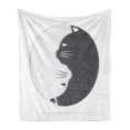 thumbnail image 1 of Yin Yang Soft Flannel Fleece Throw Blanket, Domestic Black and White Cat in Balance Together Digital Image, Cozy Plush for Indoor and Outdoor Use, 70" x 90", Pale Grey and Grey, by Ambesonne, 1 of 5