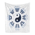 thumbnail image 1 of Yin Yang Soft Flannel Fleece Throw Blanket, Yin Yang and Trigrams for I-Ching Philosophy with Names and Meanings, Cozy Plush for Indoor and Outdoor Use, 70" x 90", Navy Blue White, by Ambesonne, 1 of 5