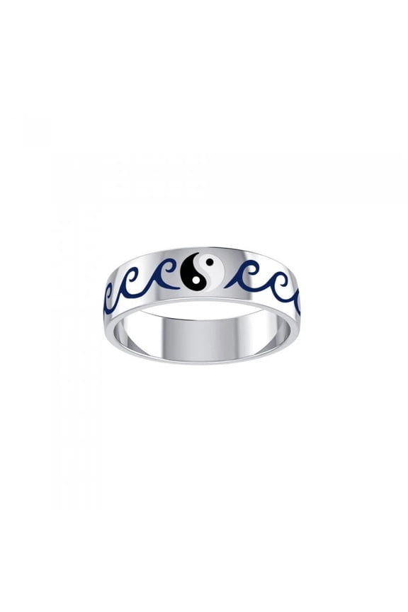 Yin Yang Surf Beach Waves 925 Sterling Silver Ring Fine Ocean Sea Jewelry