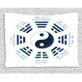 thumbnail image 1 of Yin Yang Tapestry, Yin Yang Symbol and Trigrams for I-Ching Philosophy with Names and Meanings, Wall Hanging for Bedroom Living Room Dorm Decor, 80W X 60L Inches, Navy Blue White, by Ambesonne, 1 of 2