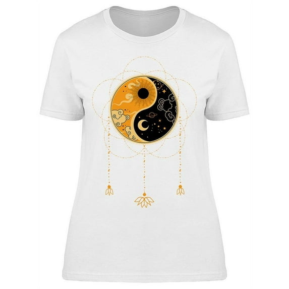 Yin Yang Tattoo Moon T-Shirt Women -Image by Shutterstock, Female Small