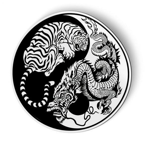 Yin Yang Tiger Dragon - 5.5" Magnet for Car Locker Refrigerator