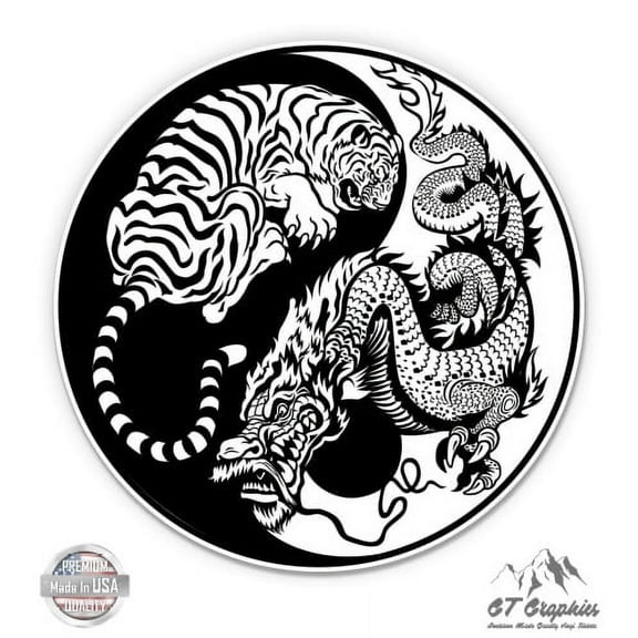 Yin Yang Tiger Dragon - 5" Vinyl Sticker - For Car Laptop I-Pad - Waterproof Decal