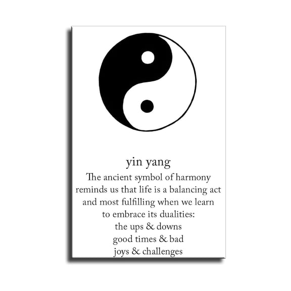 Yin Yang Wall Art, The Yin and Yang of Life Balance Harmony Poster, Black and White Taoist Symbol Canvas Print for Meditation Room, Living Room, Office