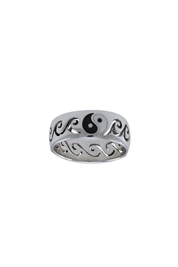 Yin Yang Waves Surf Ring 925 Sterling Silver Surfing Beach Ocean Sea Jewelry