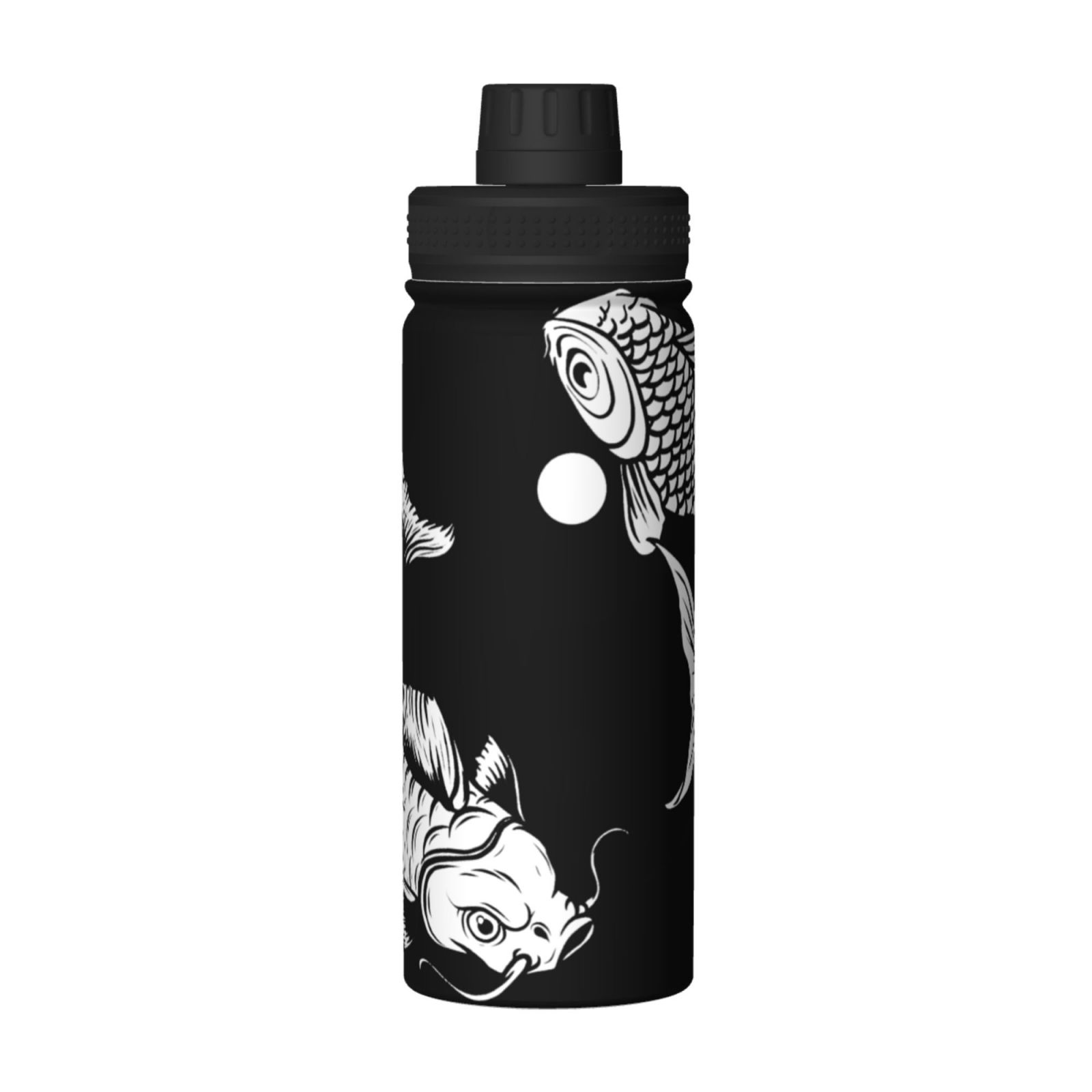 Yin Yang With Koi Fish Water Bottle 18oz DoubleWall Insulated Water Bottle Stainless Steel