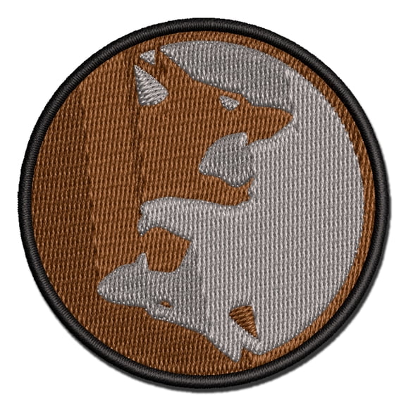 Yin Yang Wolf Wolves Applique Multi-Color Embroidered Hook & Loop Patch - 3 Inch Medium