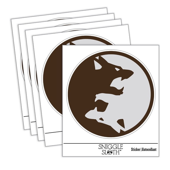 Yin Yang Wolf Wolves Car Window Bumper Water Bottle Phone Tablet Laptop Waterproof Vinyl Decal Sticker Set 5-Pack - Gloss Finish - 2.0"