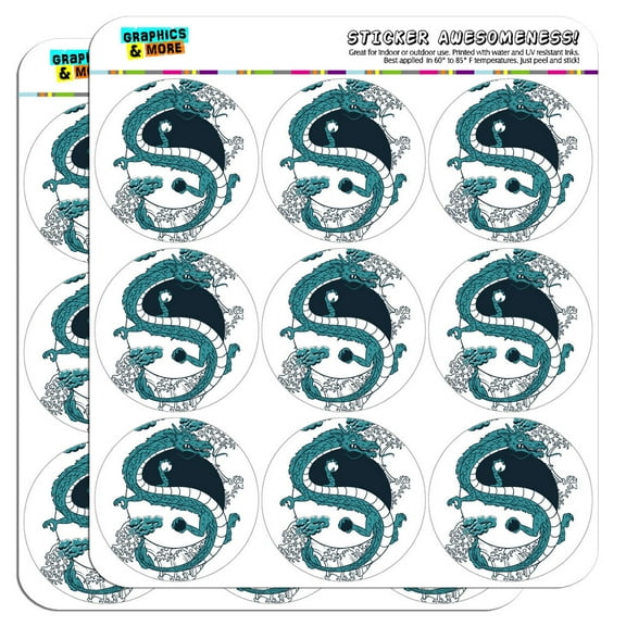 Yin and Yang Chinese Dragon 2" Scrapbooking Crafting Stickers